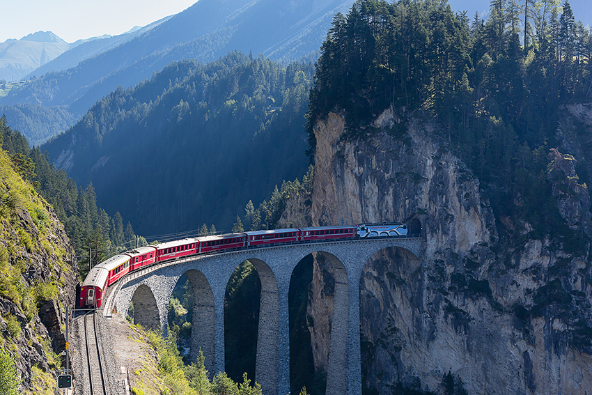 Unesco Mountain Train On Landwasser Viaduct